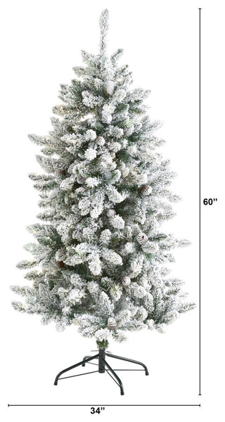 5ft. Flocked Livingston Fir Artificial Christmas Tree With Pine Cones