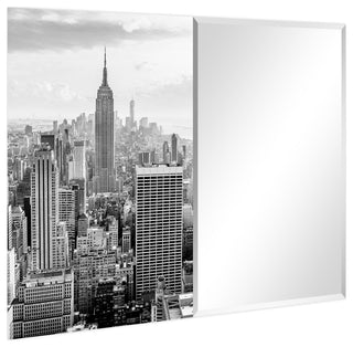 Beveled Wall Mirror on Free Floating Tempered Glass 48"x36", My New York