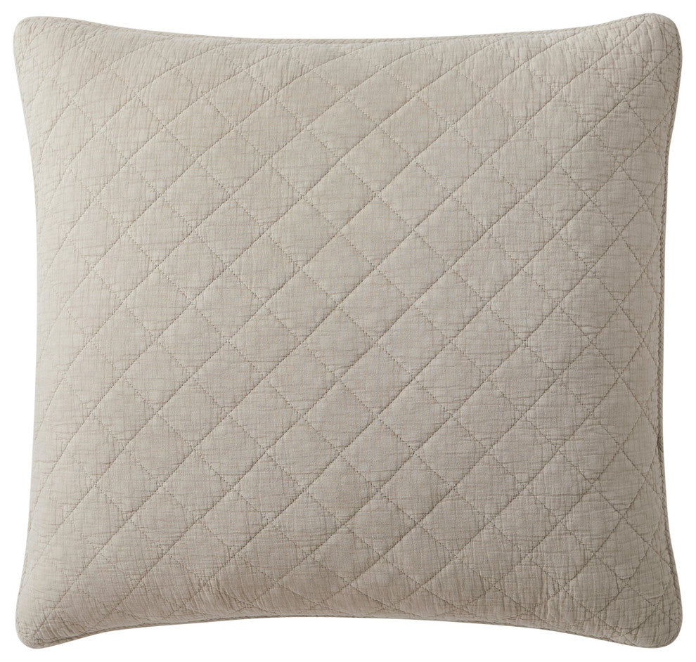 Stonewashed Cotton Gauze Euro Sham, 27" x 27", 1PC, Sable