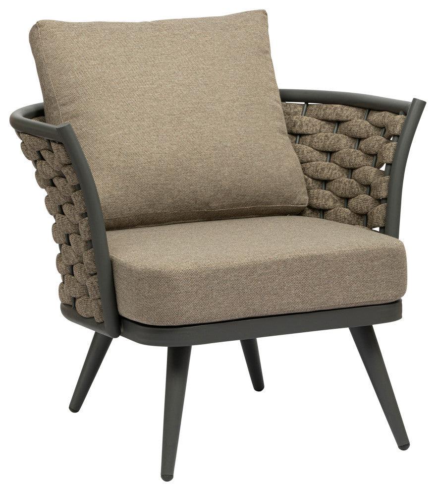Solna Lounge Chair, Taupe Fabric With Gray Frame