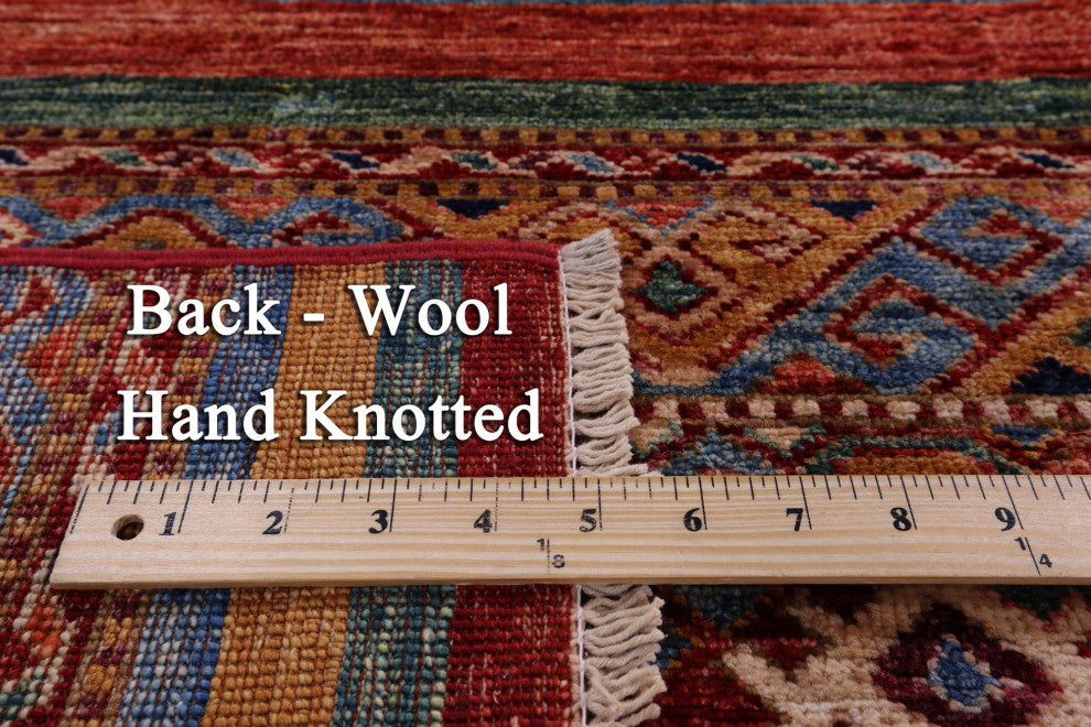 6' 7" X 9' 9" Handmade Super Kazak Khorjin Wool Rug Q10986