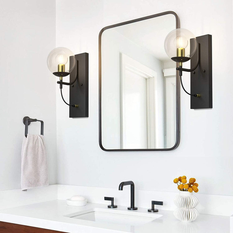 Mid Century black wall sconces modern globe glass vanity wall light fixture