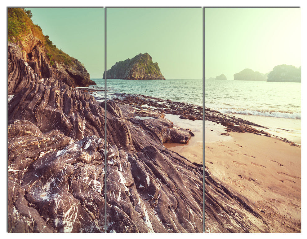 Fantastic Halong Bay Vietnam, Large Seashore Canvas Print, 36x28, 3 Panels