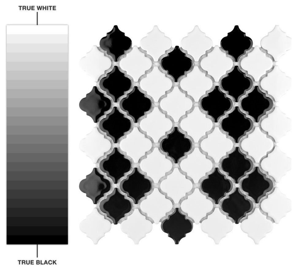 Hudson Tangier Mosaic Floor and Wall Tile, Black and White