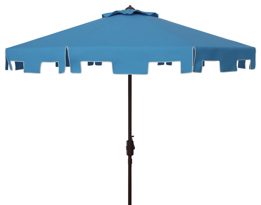 Outdoor Uv Resistant 9' Crank Market Button Tilt Umbrella, Flap Pacific Blue