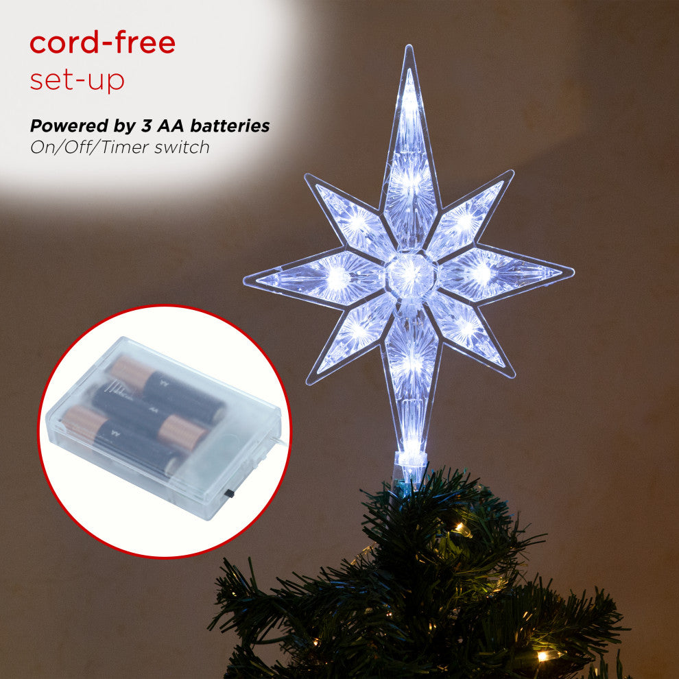 Star Christmas Tree Topper with Cool White LED Lights