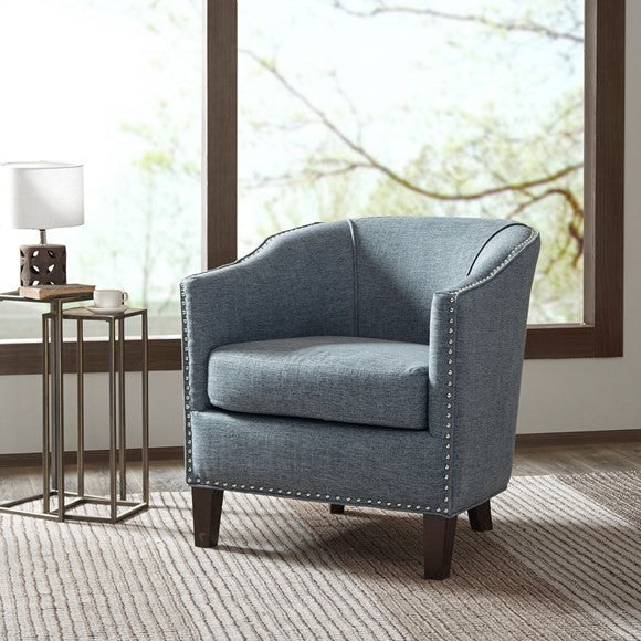 Madison Park Fremont Barrel Arm Chair, Blue, Slate Blue