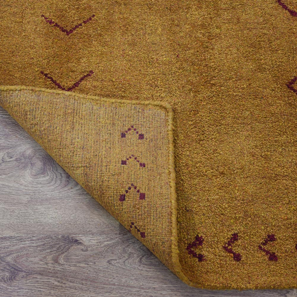 HAND KNOTTED LOOM SILK ECO-FRIENDLY RUGS-5'x8',Rectangle,Gold Red,Contemporary