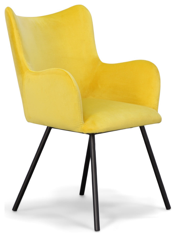 Modrest Turiff Yellow Velvet Dining Chair