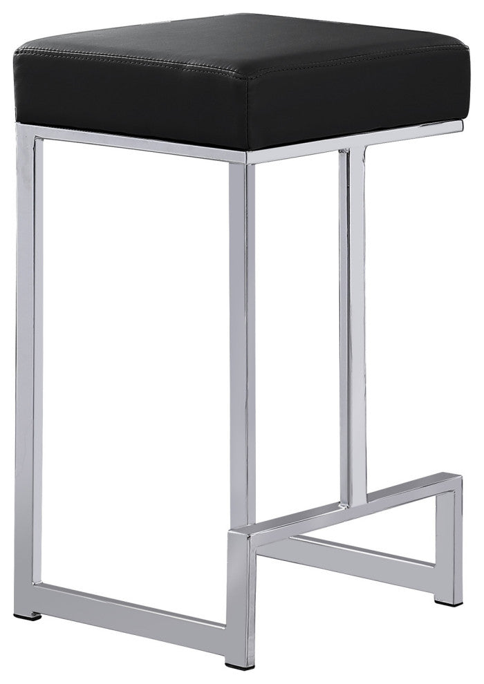 Jakob Backless 25" Counter Height Stool, Stainless Steel, Set of 2, Black