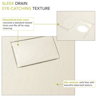 Transolid 63-in L x 35.5-in W Zero Threshold Center Drain Shower Base, Cameo
