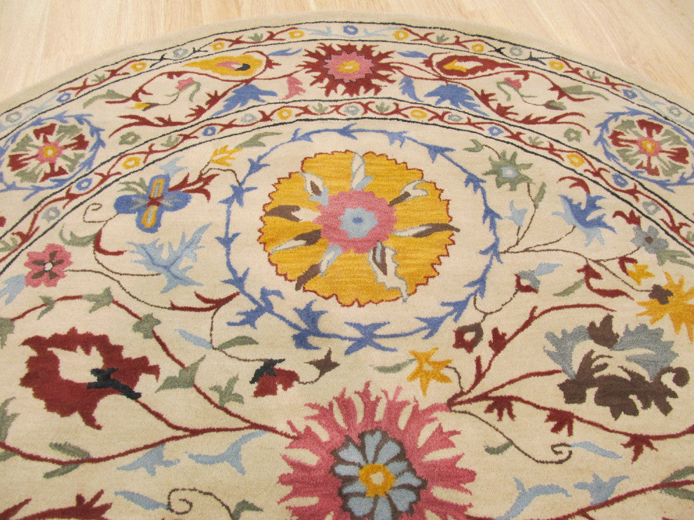 Ivory Transitional Floral Suzani Area Rug