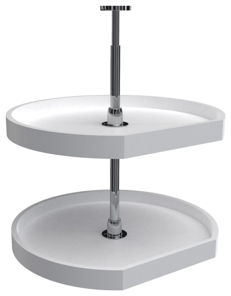 Polymer D-Shape 2-Shelf Lazy Susans for Corner Wall Cabinets, White, 22"W