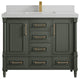 Aberdeen 42 Single Sink Bath Vanity in Pewter Green 2" Carrara Quartz