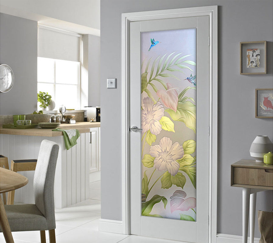 Interior Prehung Door or Interior Slab Door - Hibiscus Anthurium - Primed -...