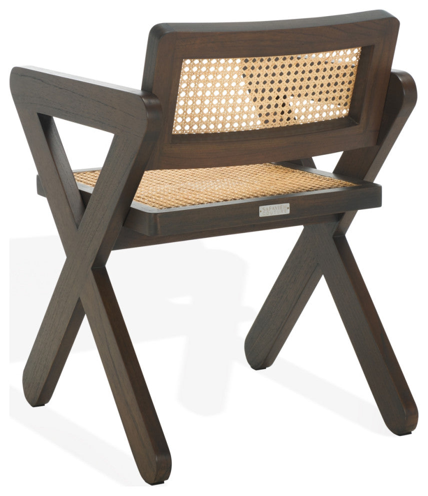 Safavieh Couture Tyrrell Rattan Dining Chair, Walnut/Natural