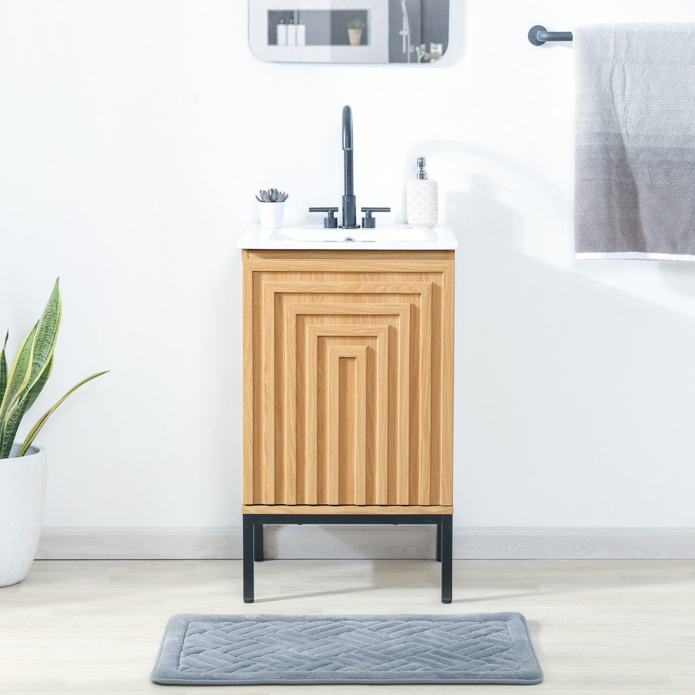 Rowan Geometric 2-Shelf Bath Vanity Cabinet Only, Sink Basin Not Included