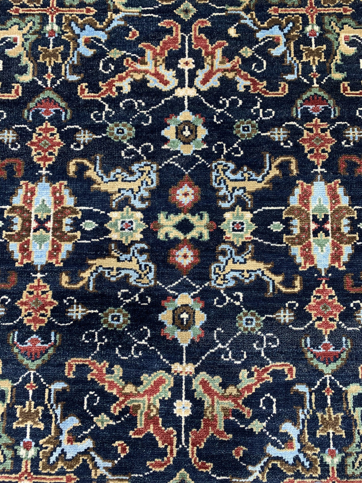 Navy / Red Traditional Classic Serapi Area Rug