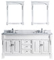 Virtu Huntshire 72" Double Bathroom Vanity, White With Marble Top, Mirrors