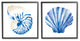 Serene Blue Seashell Clam Simple Design, 2pc, each 12 x 12