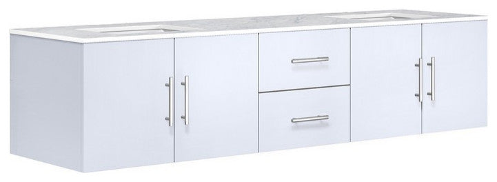 Geneva Transitional Glossy White 80" Double Vanity