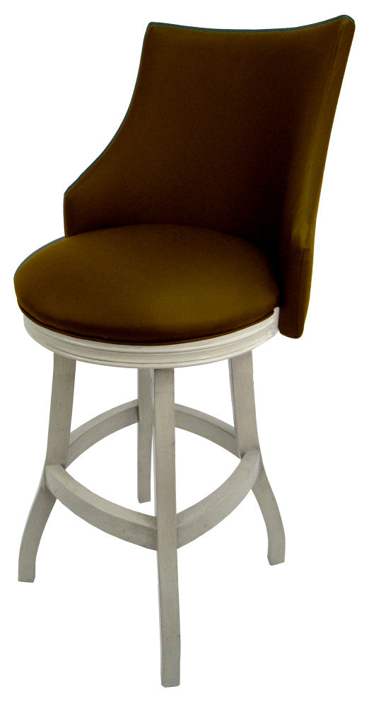 Swivel Wood Bar Stool 30", Bellissima, Brown, Antique White