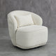 Upholstered Tufted Boucle Swivel Barrel Chair, Ivory, 30'''' H X 33'''' W X 30'''' D