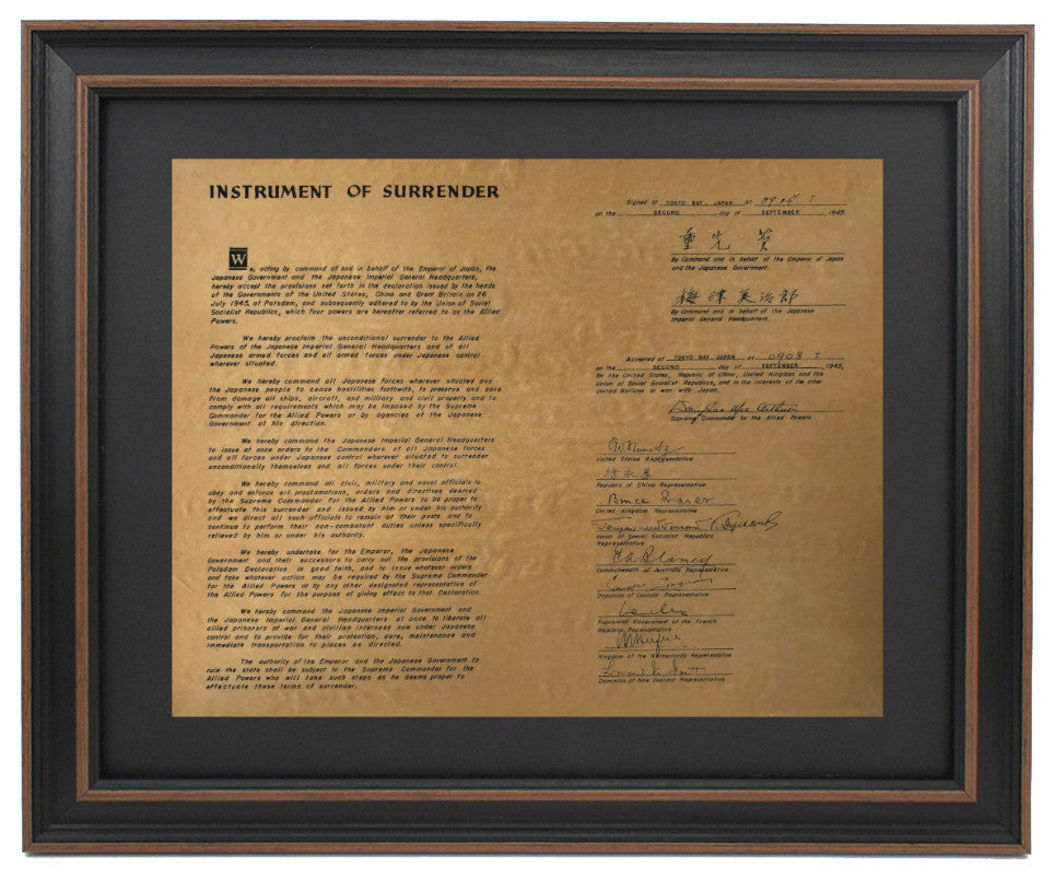 Framed Japanese Instrument of Surrender