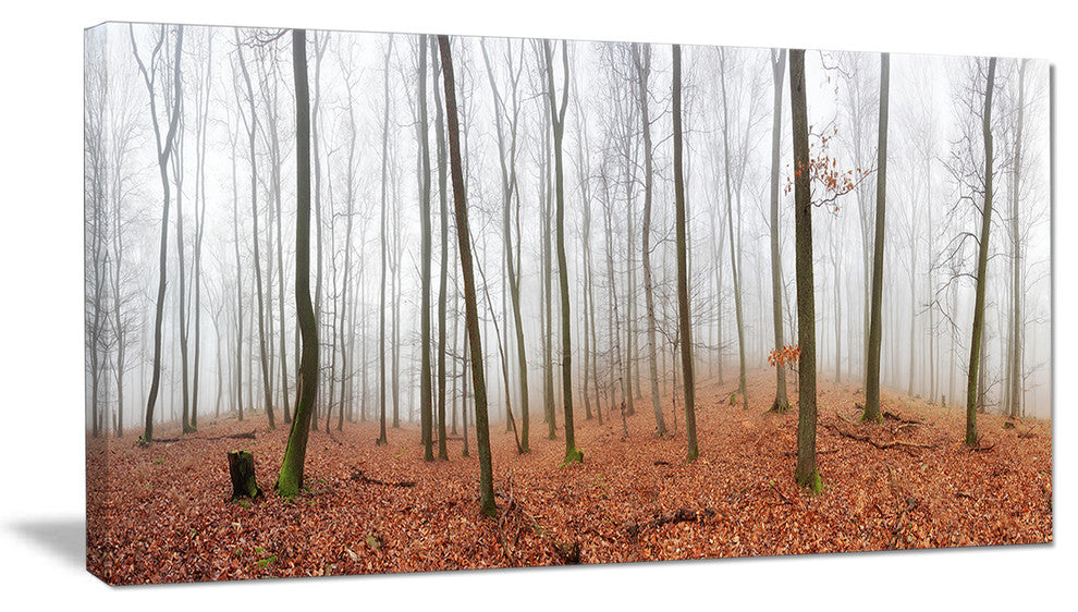"Fall Forest With Trees At Mist" Oversized Forest Wall Art, 32"x16"