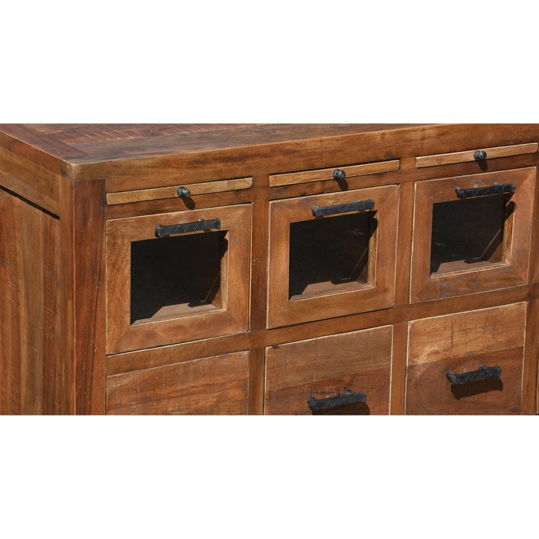 Unique Sideboard, Wood Frame With 12 Cabinets for Ample Storage, Dark Brown