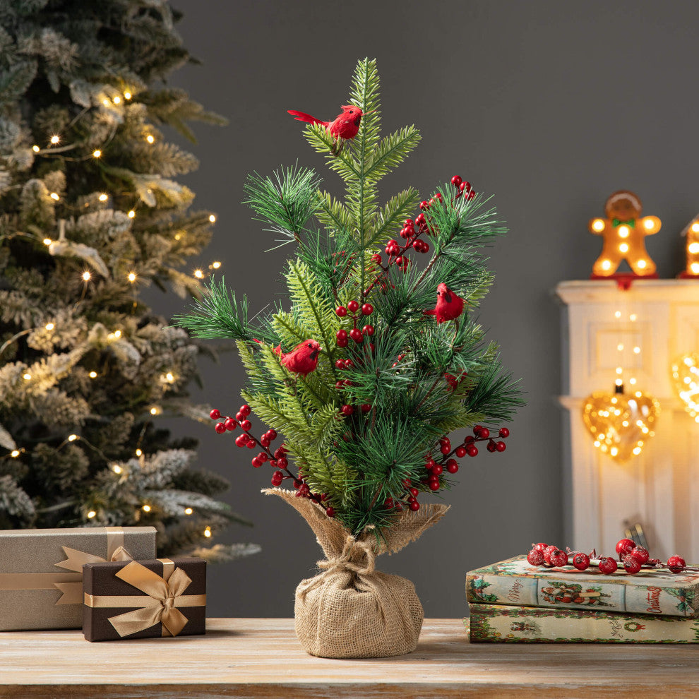 20"H Christmas Cardinal Table Tree Decor