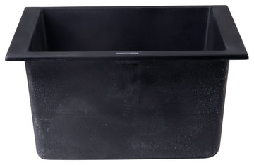 ALFI brand AB1720UM-BLA Black 17" Undermount Rectangular Granite Prep Sink