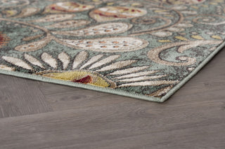 Giselle Transitional Floral Area Rug, Seafoam, 2'3"x10'