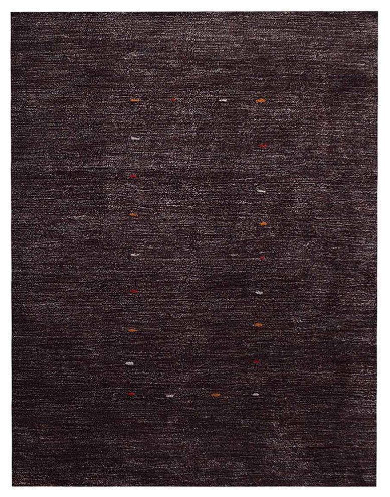 Hand Knotted Loom Silk Mix Area Rug Contemporary Brown