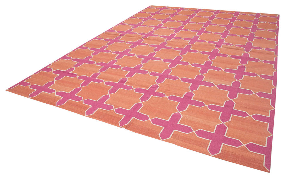 Rug N Carpet - Handmade Wool 10' 1'' x 13' 9'' Flatweave Dhurrie Kilim Rug