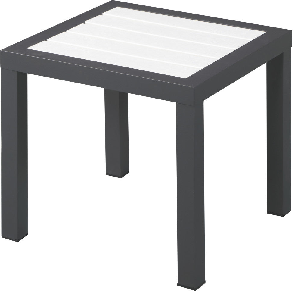 Nizuc Outdoor Patio Aluminum End Table, White