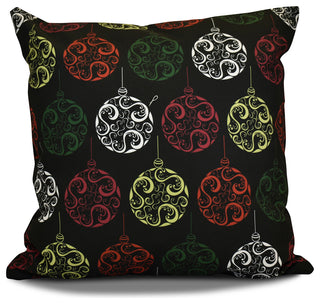 Decorative Holiday Pillow Geometric Print, Black, 26"x26"