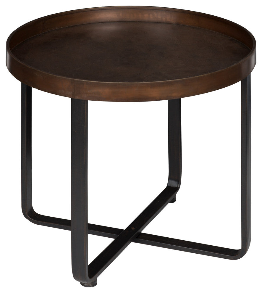 Kate and Laurel Zabel Round Metal End Table, Bronze and Black