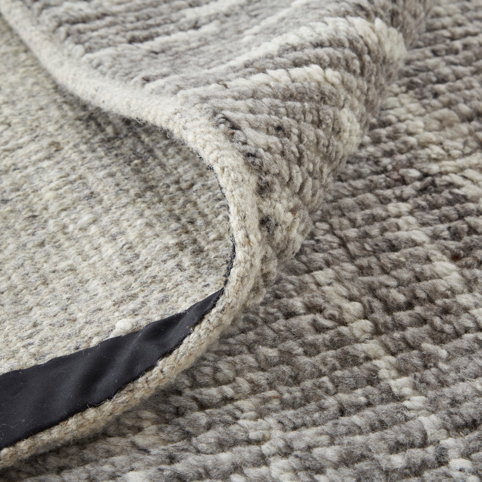 Weave & Wander Rheed Wool Rug, Silver Gray/Ivory, 9ft-6inx13ft-6in Rug