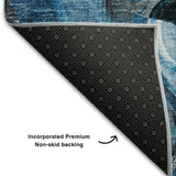 Premium Machine Washable Mayfield AMF558 Blue 2'3" x 7'6" Runner Rug