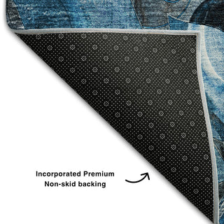 Premium Machine Washable Mayfield AMF558 Blue 2'3" x 7'6" Runner Rug