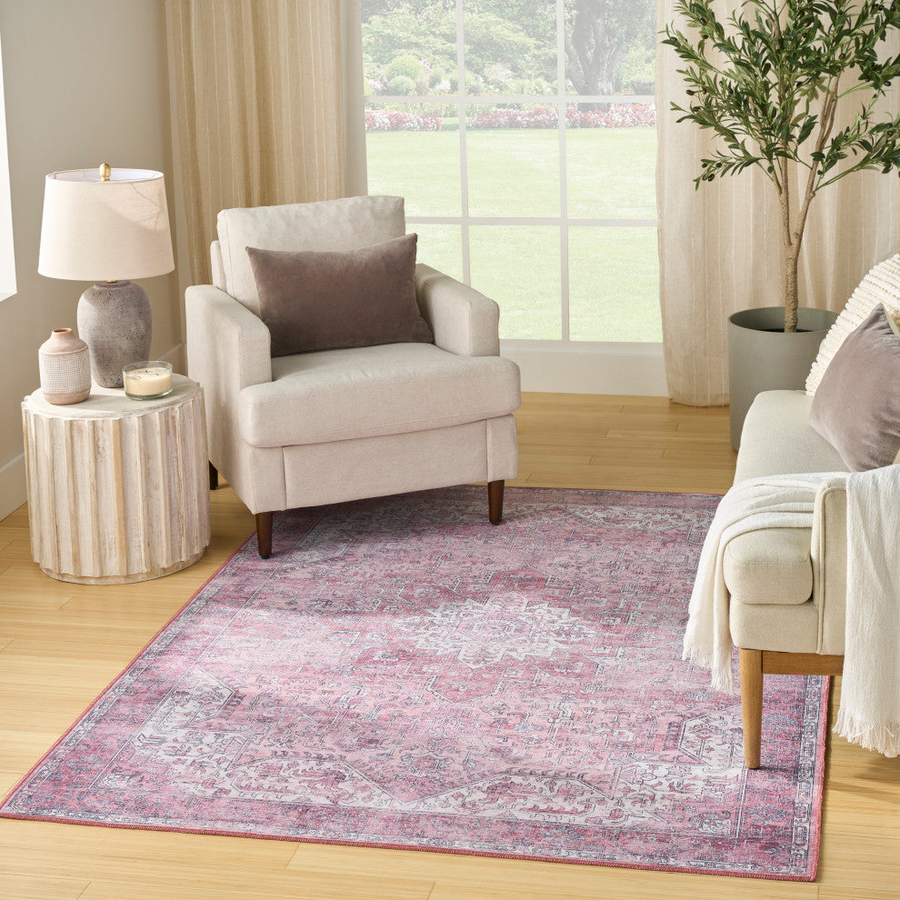 Nourison Nourison Washables 6' x 9' Pink Vintage Indoor Rug