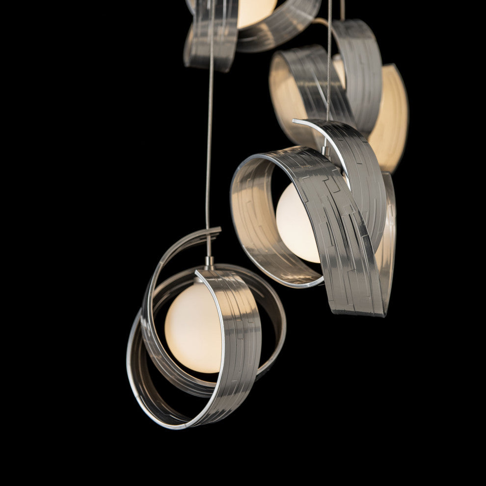 Riza 5-Light Pendant Sterling Opal Glass Standard