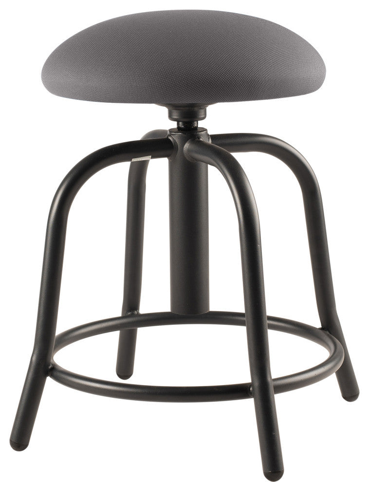 NPS 18"-25" Height Adjustable Stool, 3" Fabric Charcoal Seat, Black Frame