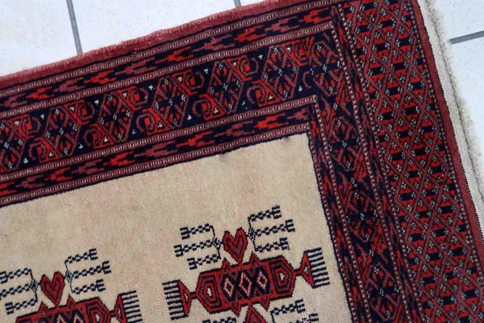 Handmade Vintage Uzbek Bukhara Runner 2'x6.2', 61cmx190cm 1960s