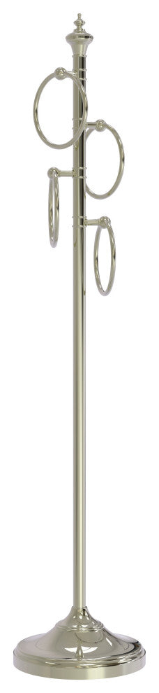 Floor Standing 4 Towel Ring Stand, Polished Nickel