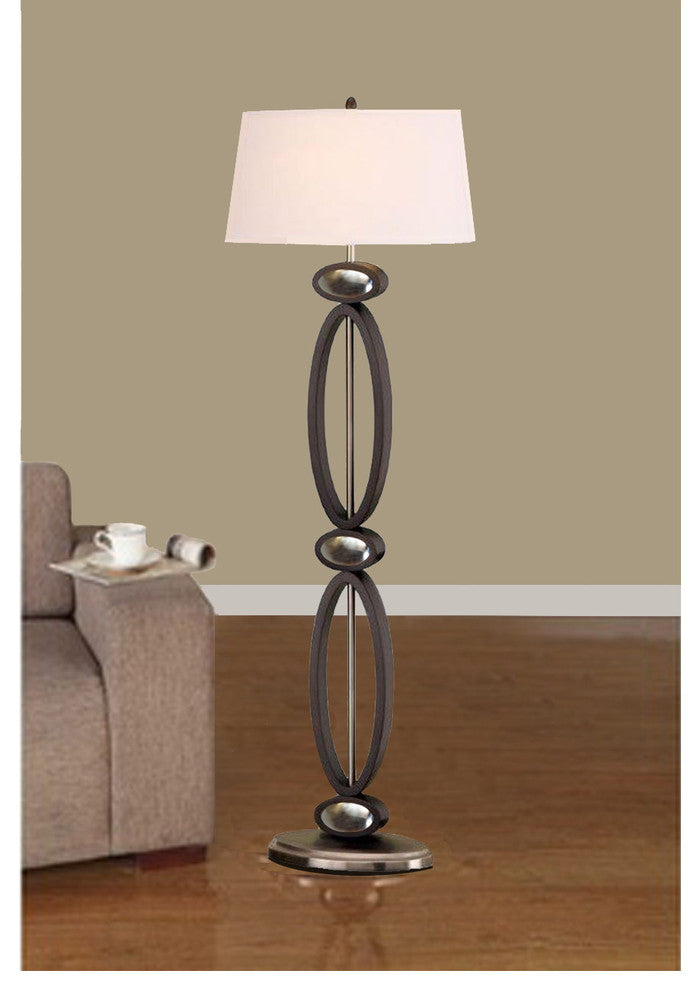 Infinity 61" Dark Walnut, Espresso and Brushed Steel Modern Floor Lamp