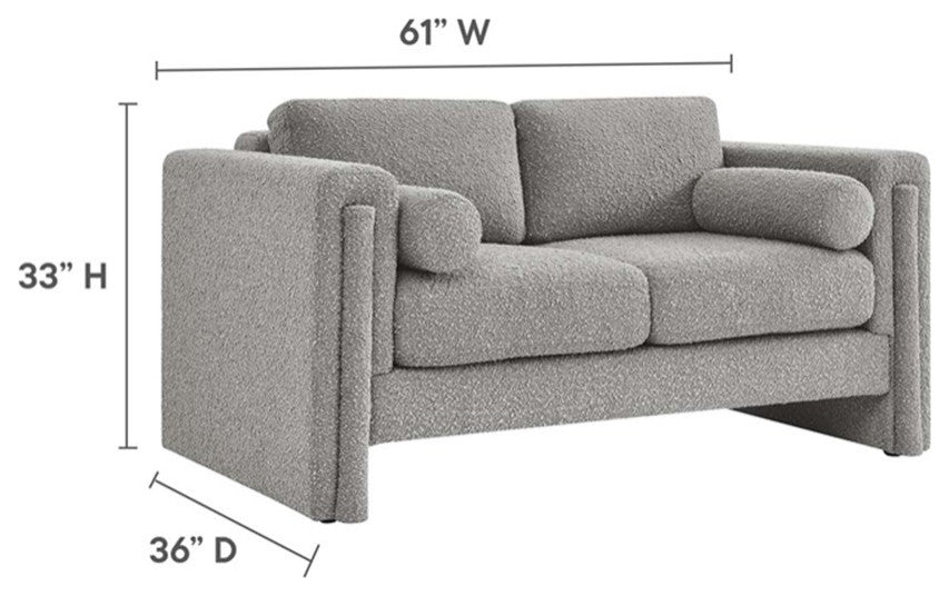 Modway Visible Upholstered Modern Boucle Fabric Loveseat in Light Gray