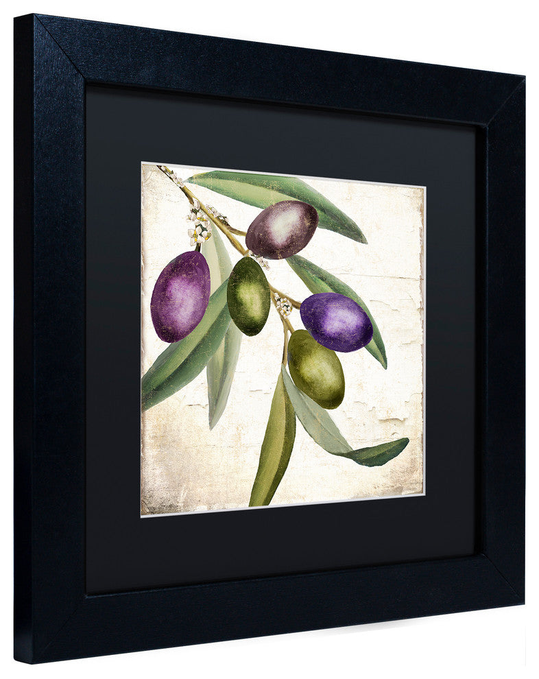 Color Bakery 'Olive Branch I' Matted Framed Art, Black Frame, Black Mat, 11x11