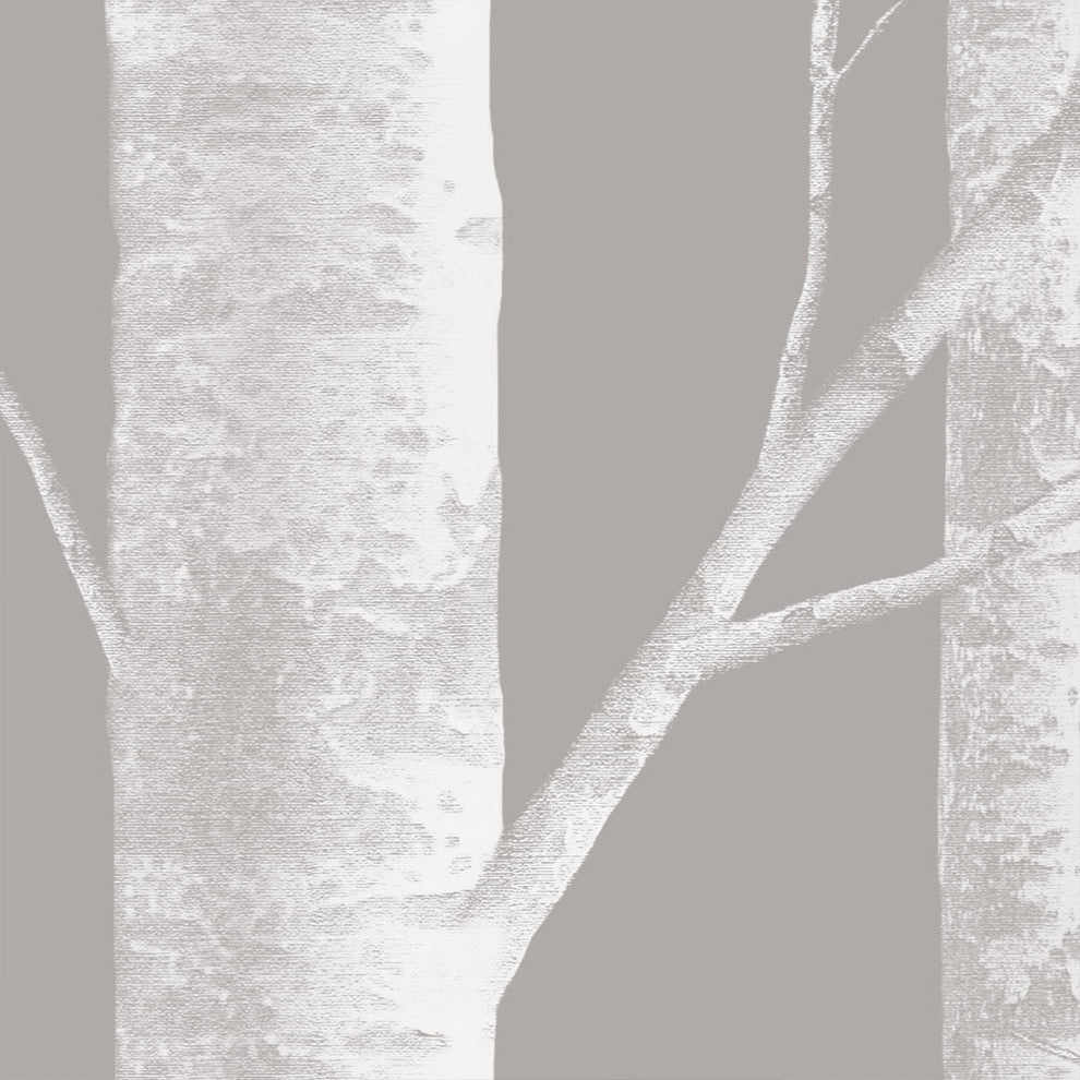 Birch Tree Peel and Stick Vinyl Wallpaper, White Gray, 24" X 60"